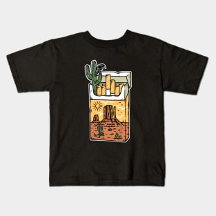 pack of cigarettes with a desert view Kids T-Shirt